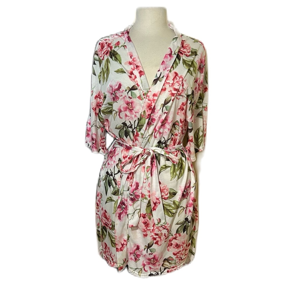 Show Me Your Mumu BRIE Wrap Robe Kimono Pink Floral Feminine Bridal One Size